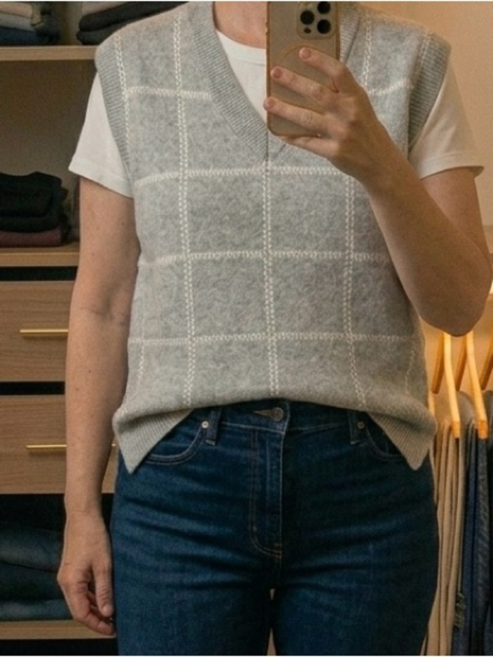 a new day Gray Windowpane V-Neck Sweater Vest